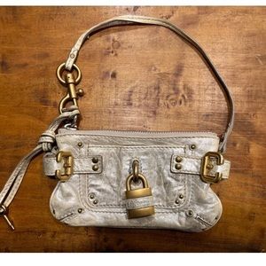Chloe Paddington mini Bag / Wallet Moto Metallic w lock & key ~EUC 🎄🎄Sale